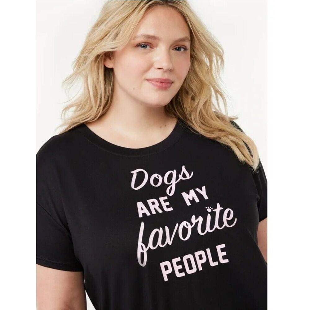 DOG Lovers T-shirt Women's Sz Large Black PINK Letters Spellout Barbiecore‎ Boho